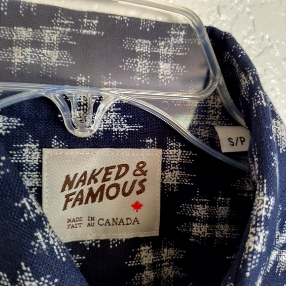 Naked & Famous long sleeve abstract print button down shirt sz S - Picture 5 of 8